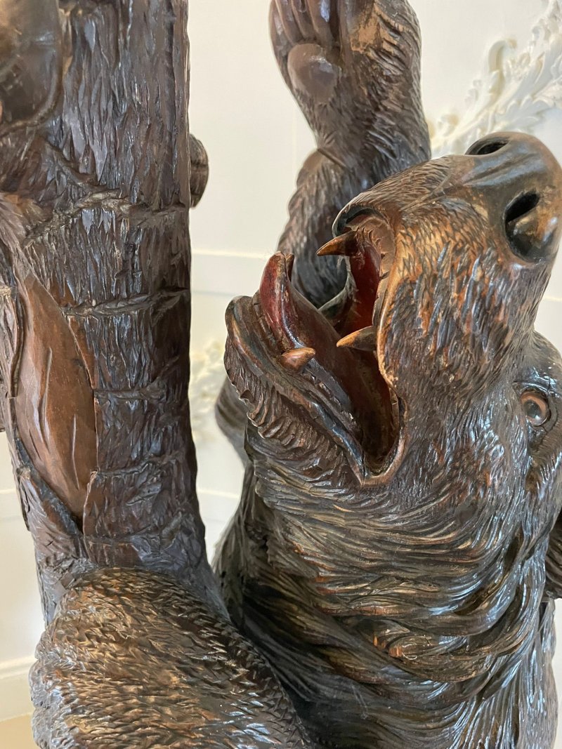 Magnificent Exhibition Quality Antique Black Forest Bear Oak Tree Hall Stand - Image 16